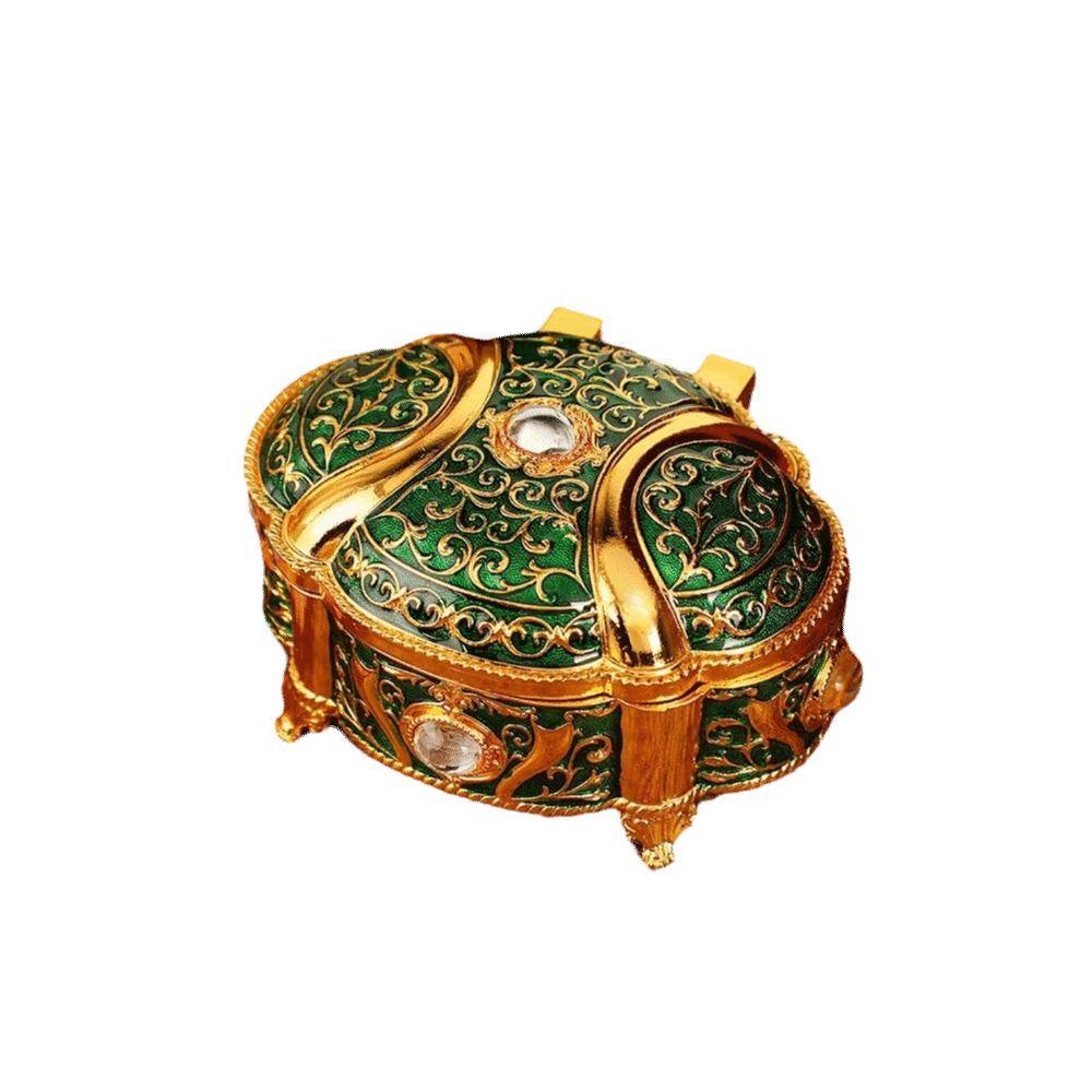 

Relief Design Jewelry Organizer Oval Shape Jewelry Box Retro Design Jewelry Storage Case For Women Style B
