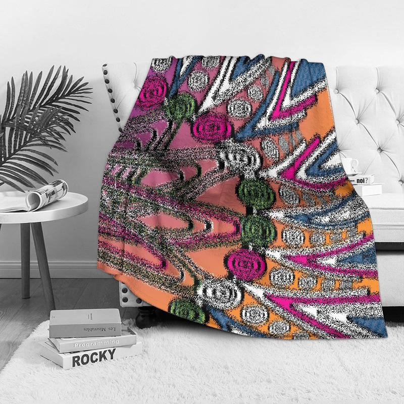 Vibrant Geometric Pattern Blanket for Sofa Bed Travel Camping Living Room Office Conditioning Blanket for All Seasons Gifts