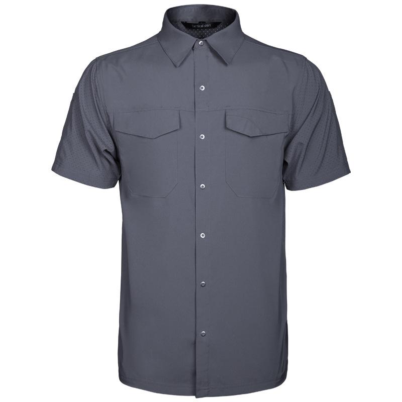 Angken Men's Breathable Tactical Quick-Dry Shirt - Short Sleeve, Lapel, Casual Outdoor Workwear