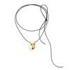 Simple Oval Choker Necklace Wax Rope Alloy Pendant Necklace Long Women's Jewelry Women