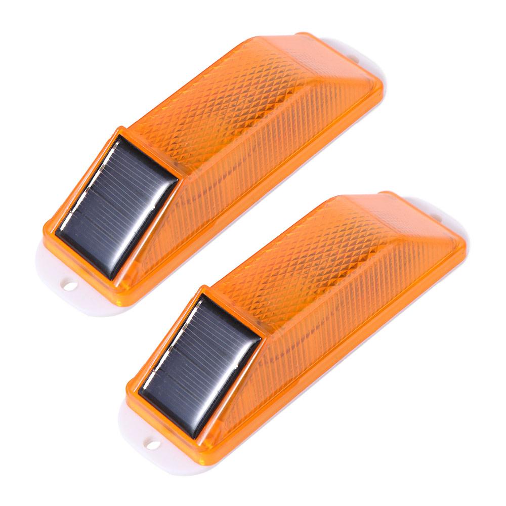 

2pcs Solar Powered Car Side Marker Light Rechargeable Double Side Warning LED Lamp Waterproof Durable Car Emergency Light жовтий
