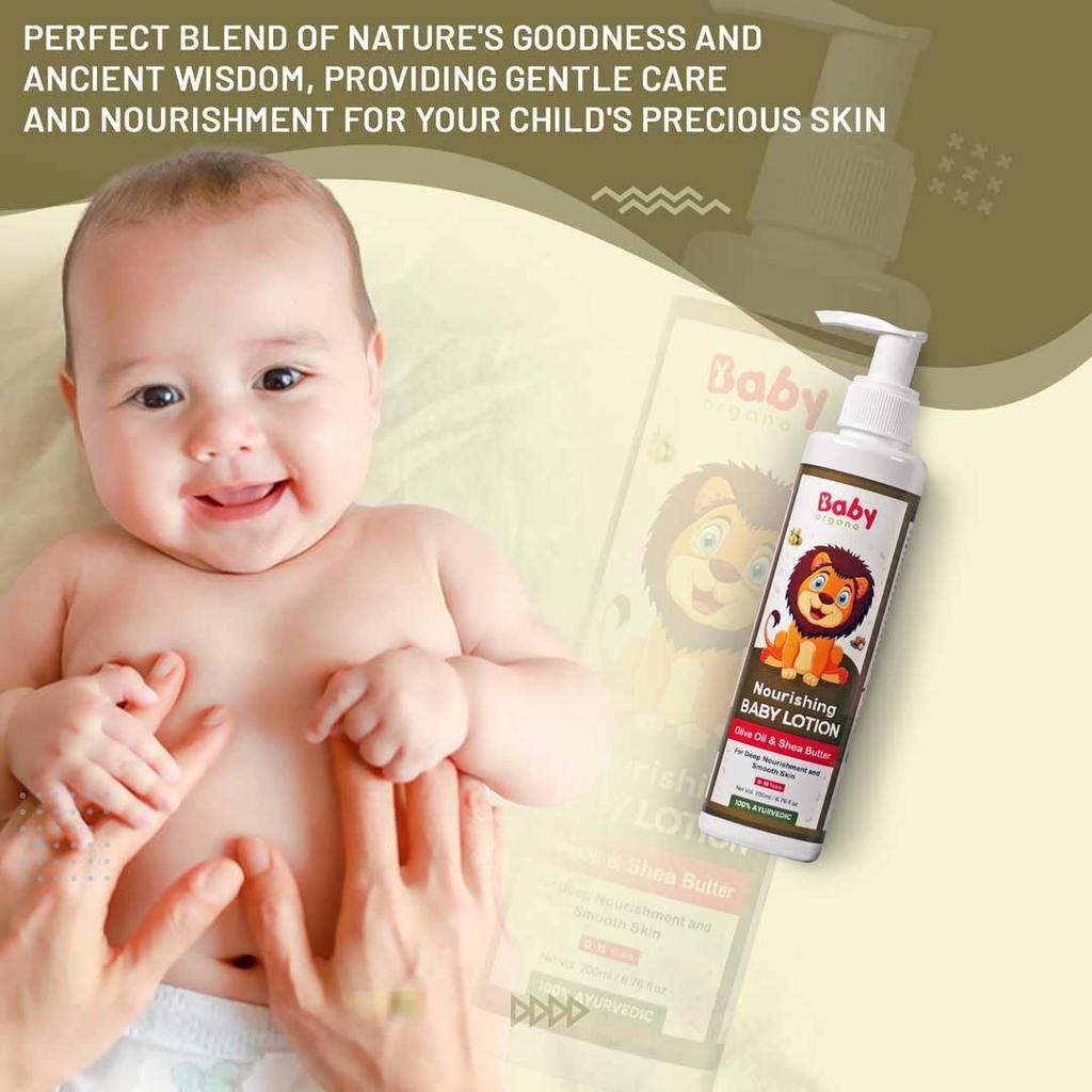Babyorgano Baby Body Lotion for Newborn 0-2 Years Babies 200ml | Nourish & Moisturise Skin | Non Sticky | Enriched with Ylang Ylang