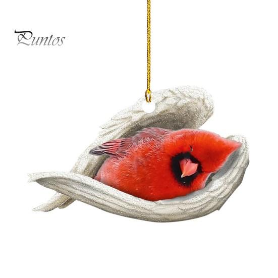 Red Priest Pendant Realistic Bird Decor Letter Print Tag Christmas Decor Colorfast Hanging Car Window Pendant Holiday Valentines Day Gift