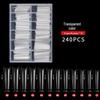 Super Long Denim French Fake Nails - Flat Top, 240 Boxed Nail Tips
