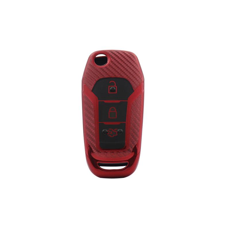 TPU Carbonfaser Auto Fernbedienung Schlüsselhülle Hülle Schlüsselanhänger für Fusion Fiesta Mondeo Ecosport Kuga Escort Everest Ranger F150 Schutzhalter