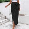 Women's Casual Irregular Design Bow Tie Solid Color High Waist Skirt