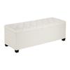 Storage Ottoman Bench, Button-Tufted End of Bed Bench with Side Bags, Flip-up Upholstered Storage Chest with Metal Frame, Linen Bed Ottoman for Living