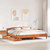 VidaXL Bed Frames and Headboard Wax Brown 200x200 Cm Pine Wood, Bedroom Furniture, Bed Base, Wooden Bed, 3301817