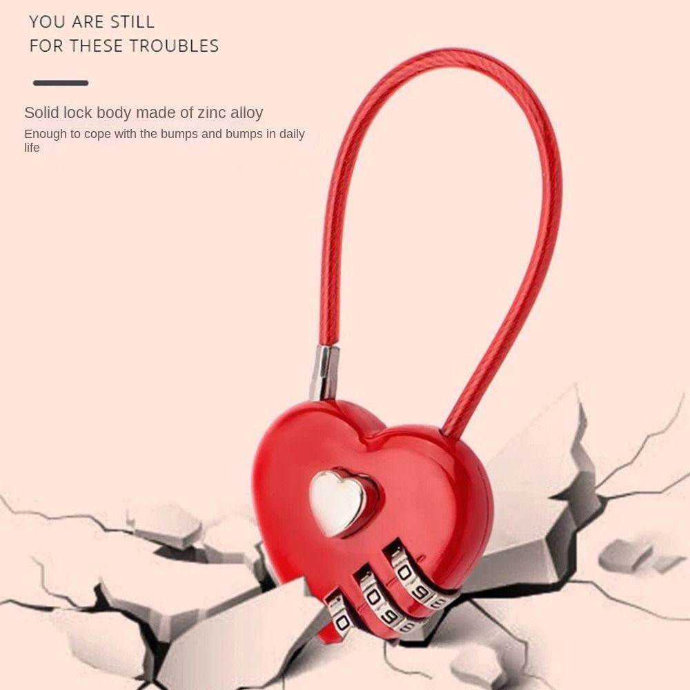 3-stelliger Passwort-Liebes-Passwort-Vorhängeschloss Herz-Stil Konzentrisches Schloss Kombinationsschloss Schultasche