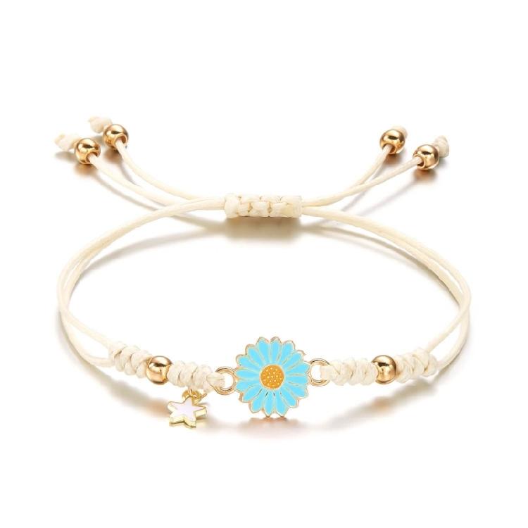 Fashionable Daisy Bracelet Delicate Pendant Bracelet Weaving Bracelet Adjustable Rope Bracelet for Women Matching Outfit