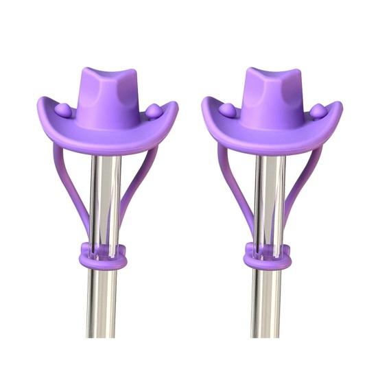 2Pcs Silicone Straw Cover, 8mm Wide Mouth Straw Cap for 30/40oz Tumbler, Cowboy Hat Shape Dustproof Plugs, Cute Drinking Straw Topper Accessories