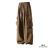High Quality Ice Silk Waterproof Zipper Multi Pockets Casual Pants Men Solid Straight Elastic Waist Trousers Loose Cargo Pants