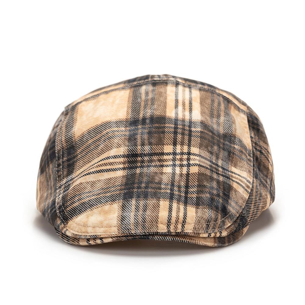 British Style Contrast Color Plaid Beret Women's Spring Summer Paintsman's Cap Men's Peaked Cap