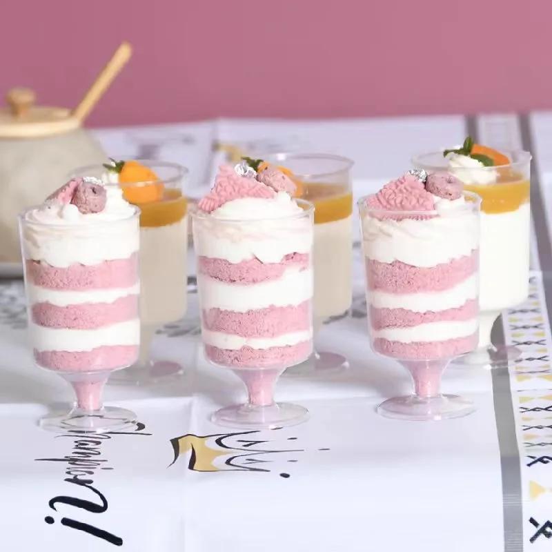 10/20/30 Stück Einweg-Dessertbecher Runde Öffnung Kunststoff Joghurt Mousse Kuchen Für Geburtstagsfeier Vorspeise Hochzeit Schokoladenbecher