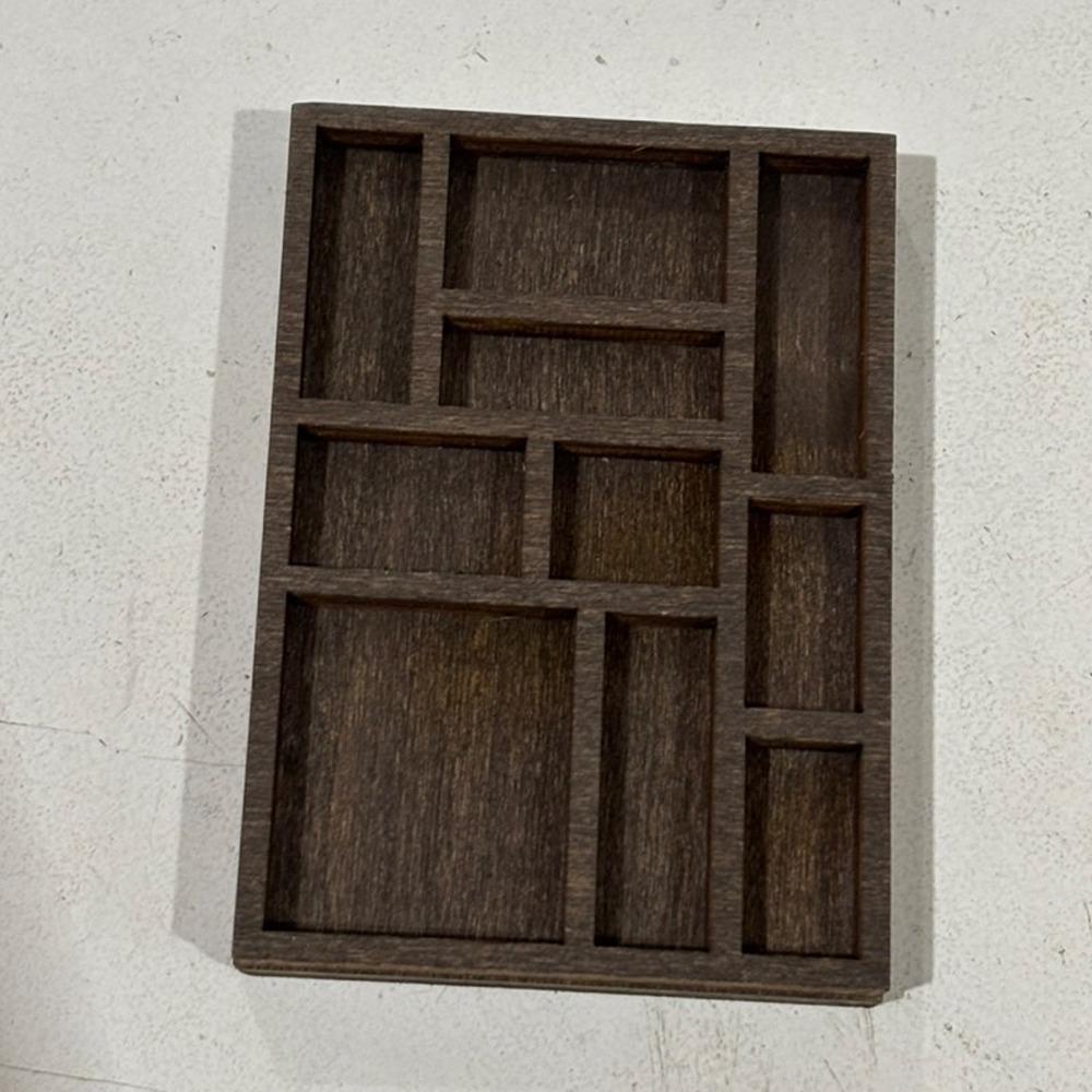 Multi Compartments Mini Jewelry Holder Wooden Miniature Trinket Shelf  Mineral Specimen Storage