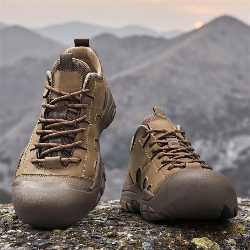 Mode Echtes Leder Herren Freizeitschuhe Outdoor Handgefertigt Wanderschuhe Mode Herren Trekkingschuhe Rutschfeste Sneaker Reise-Trainer