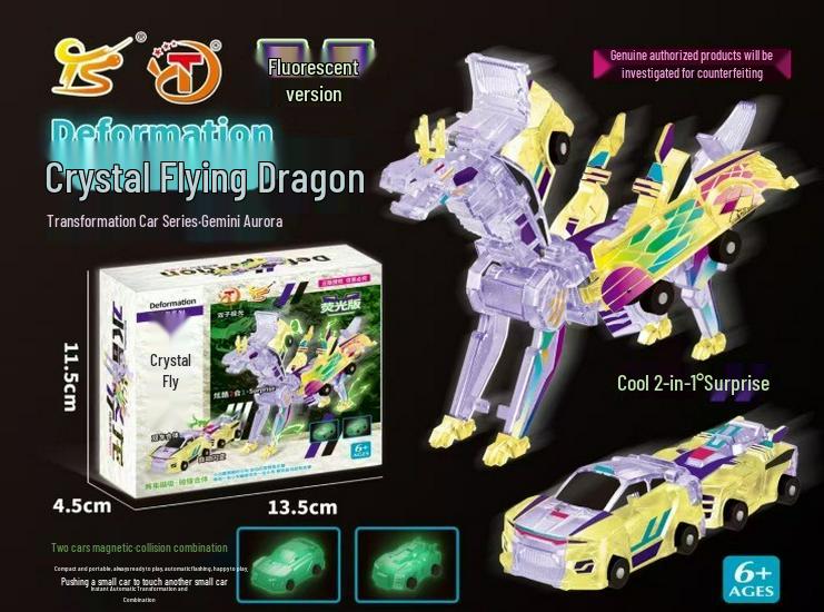 Mars Deer Two-in-One Magnetic Deformation Toy: Silver Wing Dragon & Flying Pegasus