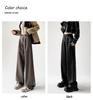 Women's 2025 Black Leather Wide-Leg Slimming High-Waisted Pants