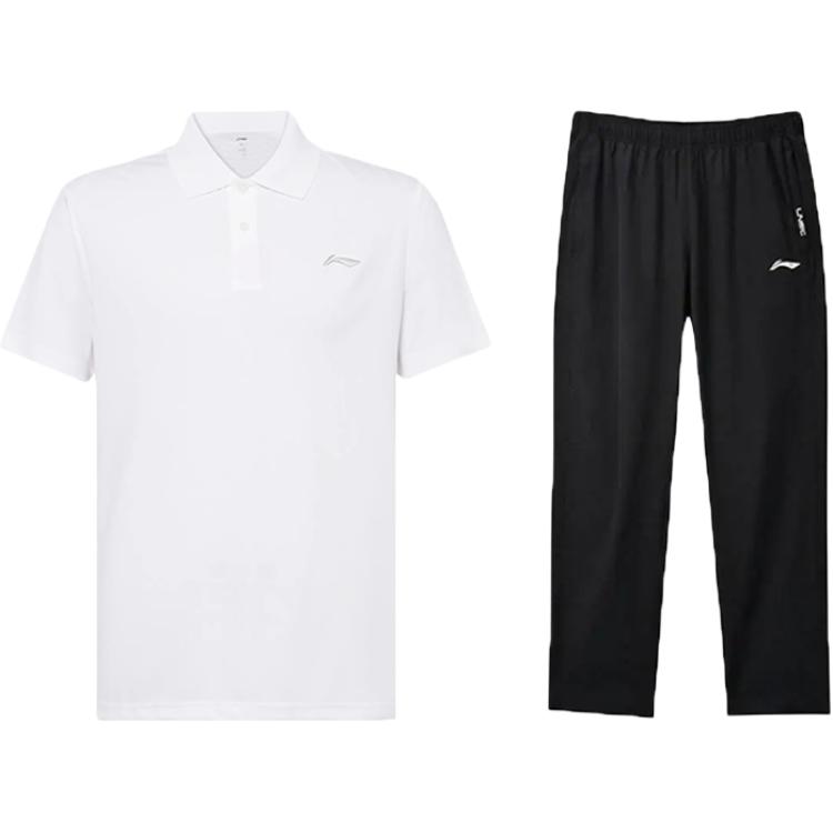 

Li-Ning Ice Silk Cool Comfort Short Sleeve Quick Dry Breathable Running Long Pants Casual Sports Suit Unisex Sports Suit YYKV135-1+YPLV043-1 M