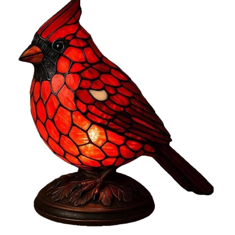 

Handmade Red Bird Table Lamp Soft Glow Lighting Bird Decor Light Christmas Decor S-Battery