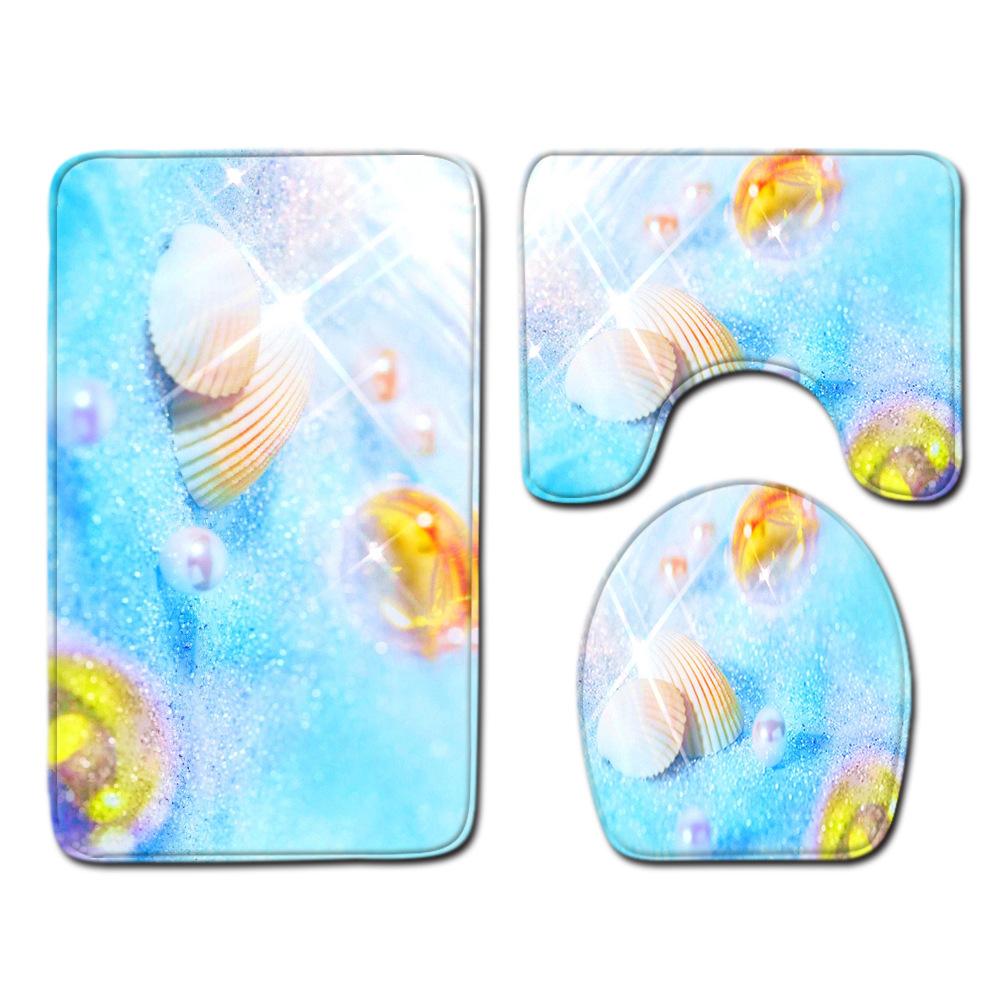 Shell Bathroom Floor Mat Toilet Three-Piece Set