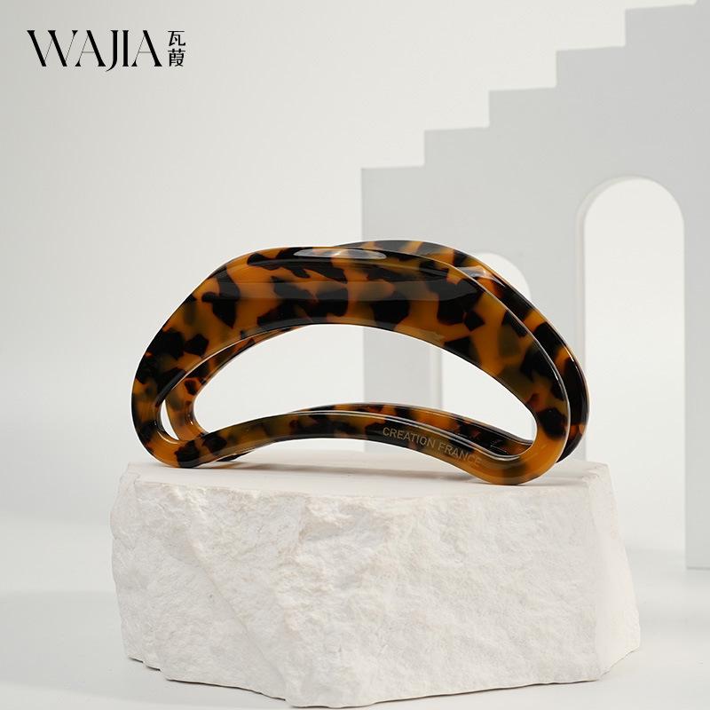 

WJia Acetate France Hollow Moon Large Hair Clip - текстурированная высококачественная заколка для волос Shark для женщин Small 9.8cm