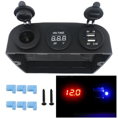 3 Hole Tent Plug Voltmeter, Car USB Charger, Universal, 12V, 24V, Car Lighter Power Adapter, Accessories