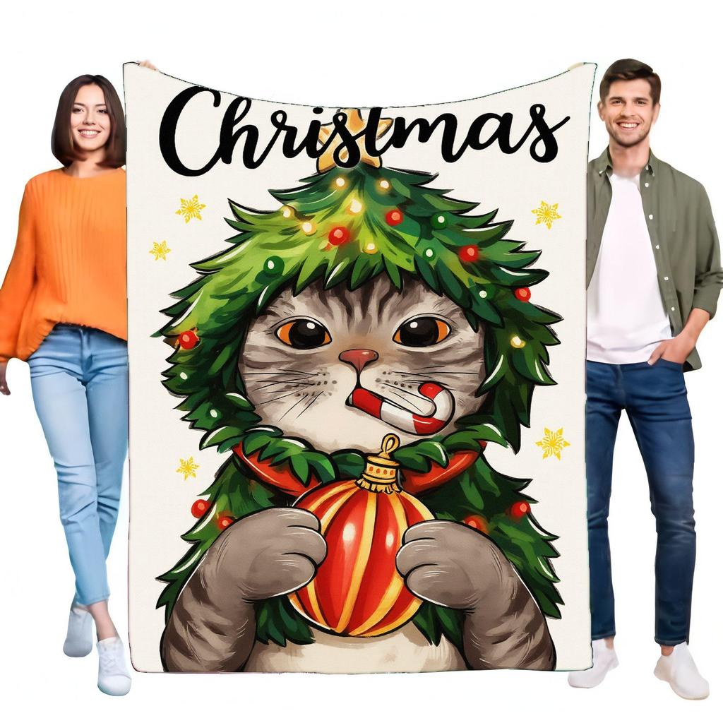 Santa Claus In Sleigh Throw Blanket Christmas Lover Gifts Soft Warm Decorative Cover for Her Men Couch Sofa Bed Home Decor