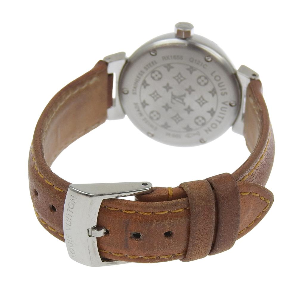 LOUIS VUITTON Tambour Watches Q121C whiteDial Stainless Steel/leather Quartz Analog display Women Used