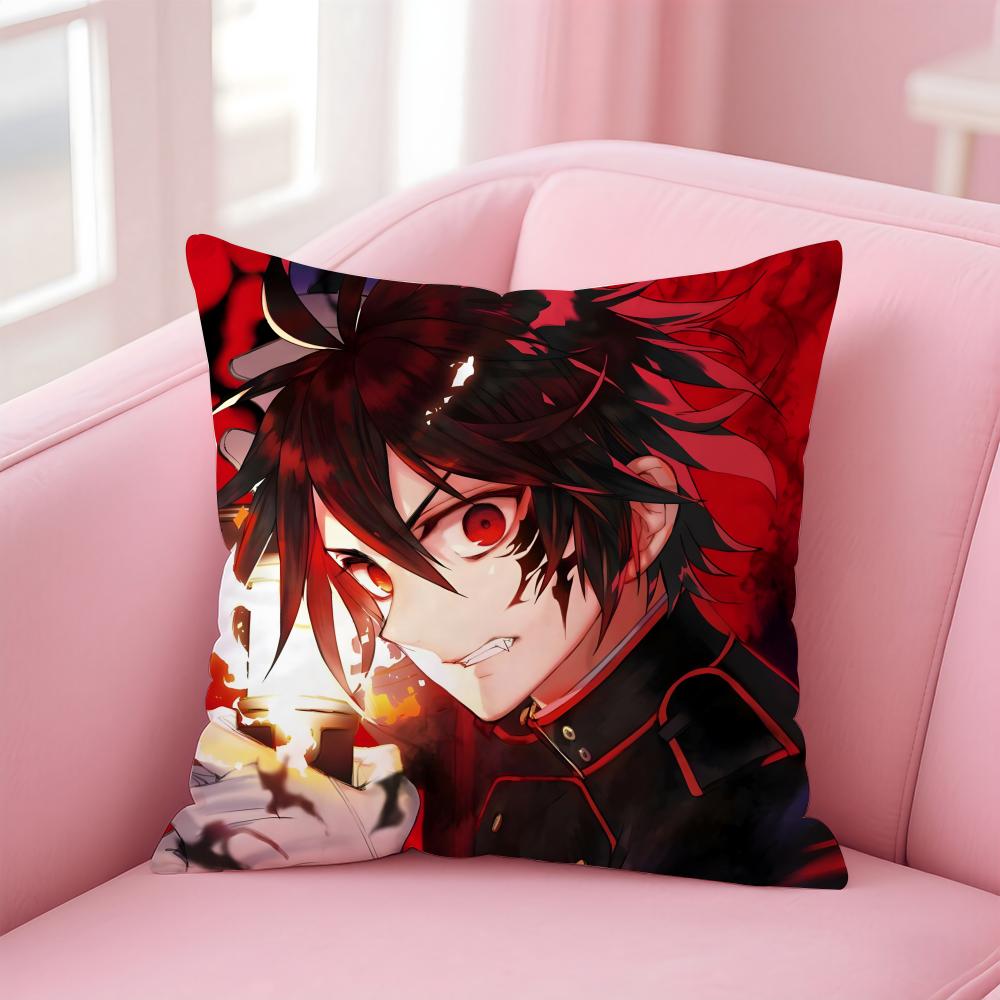 S-Seraph Of The Ends Cushion Cover Comfortable Reversible Pillow Cover Ideal For Car Sofa Bedroom & Beyond