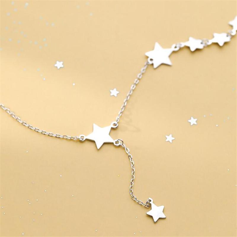 New Creative Beautiful Women Short Stars 925 Sterling Silver Jewelry Temperament Clavicle Chain Exquisite Necklaces XL125
