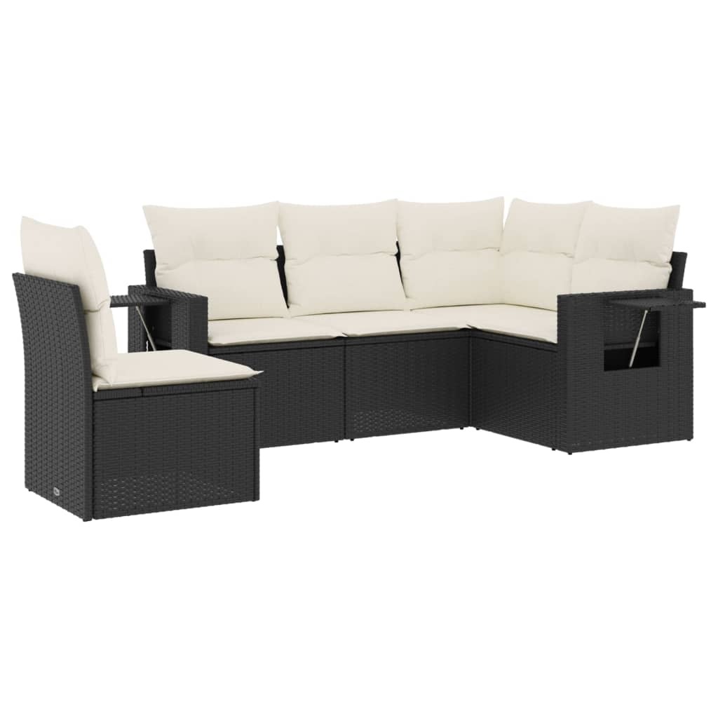 Vidaxl 5-Cz. Set da Salotto per Giardino, Cuscini, Rattan Nero PE