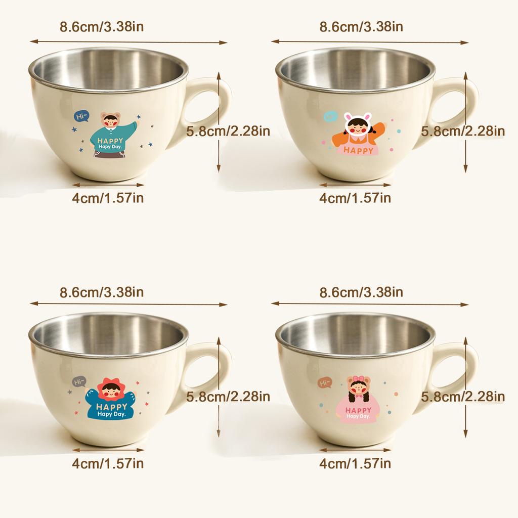 WORTHBUY 170ML Mini Water Cup Tumbler For Kids Students Removable 304 Stainless Steel Double Layer Milk Coffee Mug With Handle
