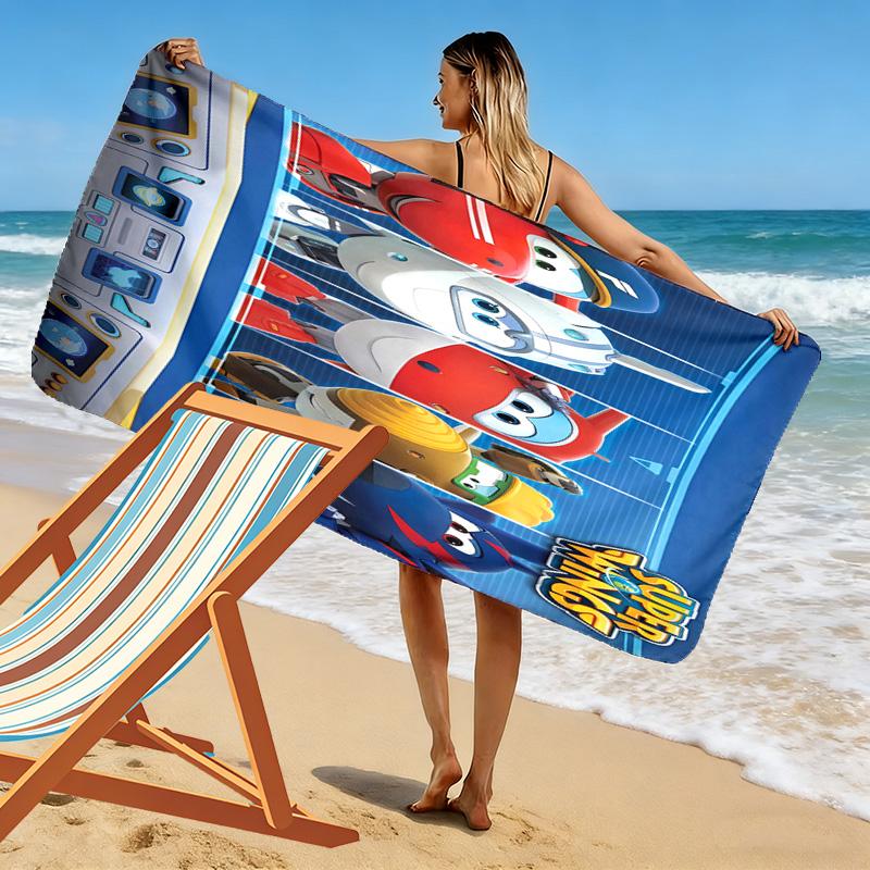Super Wings Print Beach Towel, Large Soft Quick Dry Towel for Beach Camping Swimming