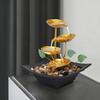 Golden Relaxation Tabletop Water Fountain with LED Light 4 Tier Lotus Small Desktop Waterfall Fountain with Rocks for Home Bathroom Bedroom Decor