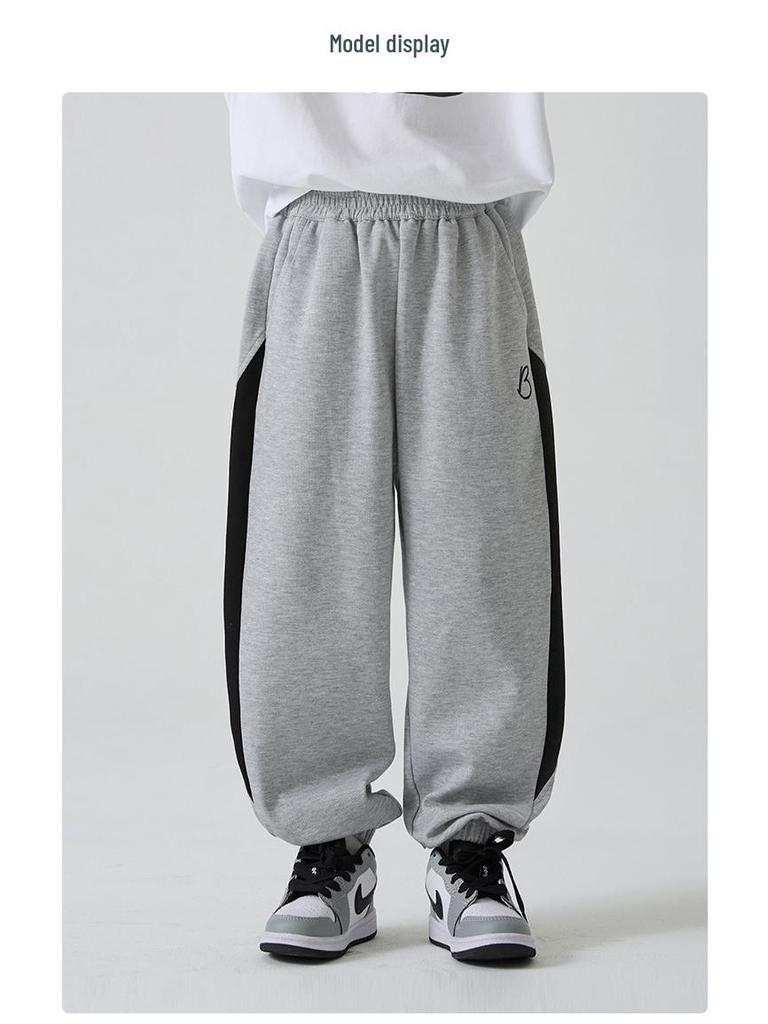 Hai Ma 2025 Autumn Boys' Terry Sweatpants - Korean Style Fashionable Sports Pants for Kids