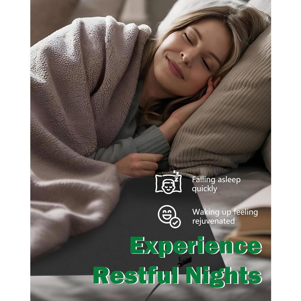 35,4"x23,6" Erdungsmatte für Schlaf und Entspannung, Erdungspad mit leitfähiger Kohlefaser, tragbare Anti-Stress-Matte für Bett, Boden und Wellness zu Hause