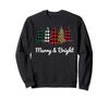 Cute Merry and Bright Leopard Plaid Christmas Tree Pajama Sweatshirt