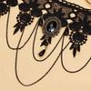 Black Choker Lace Necklace with Bracelet and Earrings Set Gothic Vintage Witch Jewelry for Halloween Costume Wedding