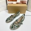 Fashion New Mesh Breathable Ballet Flats Women Luxury Designer Embroidered Flower Mary Jane Shoes Light Comfort Low Heeled Summer Flats