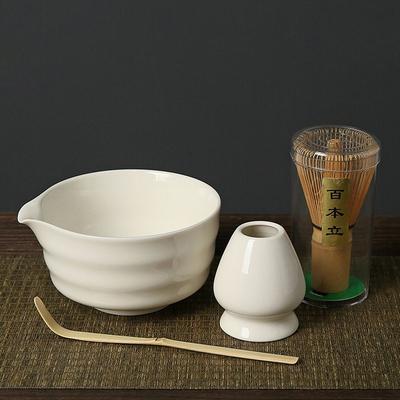 5pcs New Bamboo Ceramic Japanese Matcha Tea Set with Spout Food Grade Matcha Whisk Set Reusable Safe Green Tea Whisk Stirring