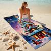 1Pc Christmas Tree Night Beach Towel, Quick Dry, Multi-Use for Beach Pool Gym Yoga Home Travel, Christmas, Halloween, Xmas Gift S398