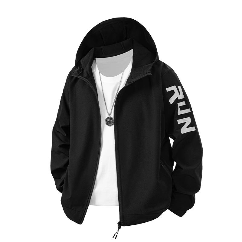 Running Sports Suit Men's Long Sleeve Outdoor Morning Running Autumn and Winter Fitness Training Hooded Sports Jacket Running and Riding