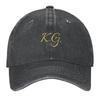 KG Initials Gold Lettering Personalised Gifts Baseball Cap Rave Beach Hat Fun Hats Fishing Cap Women's Men's