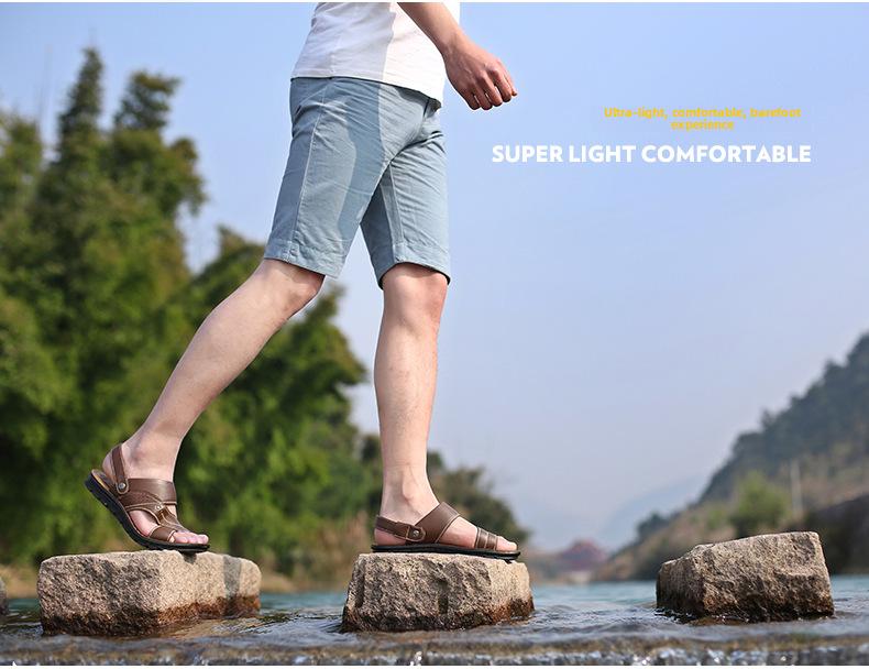 Pánské kožené sandály na léto 2025 - Ležérní plážová obuv a módní pantofle
