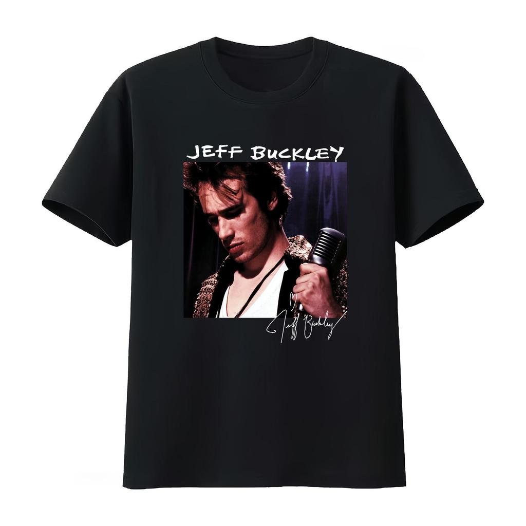 Nova Camiseta Popular de Algodão Preta Jeff Buckley Grace Music para Estilo Fã com Estampa do Cantor Icônico Unissex Feminina Verão 2026