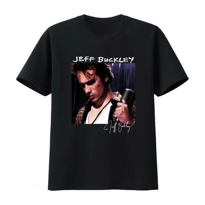 Neues beliebtes Jeff Buckley Grace Musik Baumwolle Schwarzes T-Shirt für Fans Stil mit ikonischem Sänger Druck Unisex Damen 2026 Sommer T-Shirt