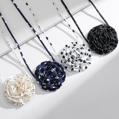 Kenjie 2024 Collier Choker à Nœud en Chiffon à Pois pour Femmes