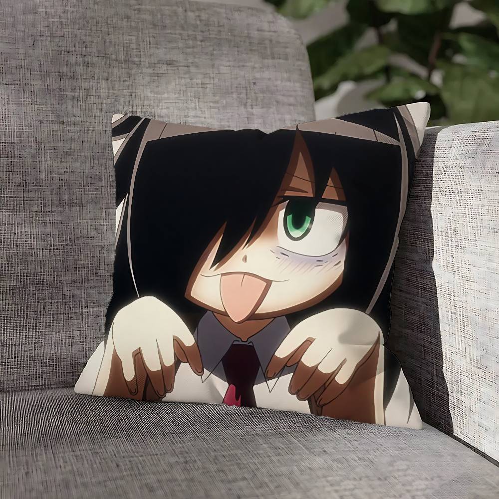 W-Watamote Tomoko Kuroki Pillow Case For Sofa Decor Car Office Room Printing Cushion Cover Decorations and Protector