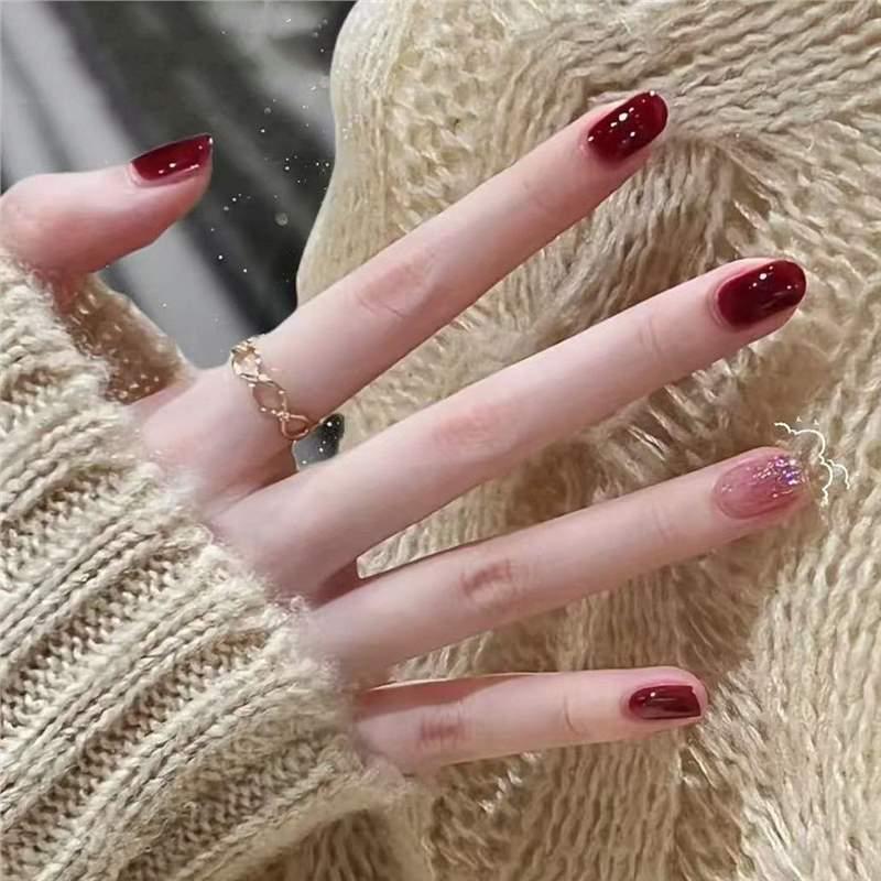 Best-Selling No-Bake Peel-Off Cherry Red Korean-Style Elegant Nail Polish
